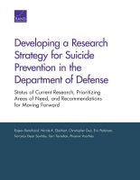 Developing a Research Strategy for Suicide Prevention in the Department of Defense: Status of Current Research, Prioritizing Areas of Need, and Recommendations for Moving Forward